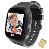 Spodus Smartwatch für Jungen, Kinderuhr mit GPS-Tracker, Handy-Uhr für Jungen im Alter von 5–12 Jahren, One-Key-SOS-Anruf, Voice-Chat, Schrittzähler, Alarm für Kinder (inkl. SIM-Karte)