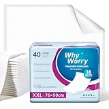 WhyWorry Inkontinenz Bettunterlage 76 x 90 cm, Einweg Wickelunterlage Wasserdicht, Hoch Saugfähig Inkontinenzauflagen Für Erwachsene und Babys, 80 Stück (2 Packungen von 40)