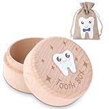 HOTUT Tooth Fairy Box,Zahndose Milchzahndose,Zahn Andenkenbox,Holz Milchzähne Box mit 3D geschnitzte Holzkiste,Zahndose Milchzähne für Jungen Mädchen Kinder Geburtstag Babyparty-Geschenk (Jungen)