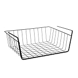KiBcsLic Aufbewahrungskorb Unterregal Metallkorb Drahtkorb Hängekorb aus Robustem Eisen mit Platzsparender Aufbewahrung für Küche Speisekammer Schlafzimmer, Schwarz, S