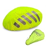 ZYXBBD Fahrradhelm Regenschutz & Sattelschutz Wasserdicht Fahrrad - Reflektoren Helmregenüberzug für Alle Helme, Geeignet für Herren Damen Kinder -2er Set
