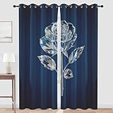 Verdunkelungsvorhänge, moderne Rosenblumen-Verdunkelungsvorhänge, Blumenvorhänge, Vorhänge für Schlafzimmer und Wohnzimmer, Vorhang 137,2 cm lang, wärmeisolierter Ösenvorhang, 2 Paneele, 132,1 x 137,2