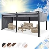 Blumfeldt Pavillon 3x6m, Rostfreier Metall-Pavillon mit Einziehbarem Dach & Seitenwänden, Pavillon Wasserdicht, Stabil & Winterfest, Langlebige Pergola Freistehend, Gartenpavillon mit UV-Schutz