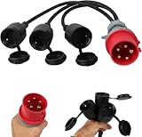 BigKing CEE Adapter Starkstrom 16A Stecker auf 3 X 230 V kupplung 400V, 3 x 2.5 mm², 5-polig, Starkstrom Verteiler Camping, CEE-Adapterleitung für Industrie, Außen