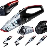 Steinborg® Handstaubsauger Akku Handsauger kabellos Akkusauger Leistungsstarker tragbarer leichter Autostaubsauger Hand Staubsauger HEPA-Filter Mini-Staubsauger auch für Tierhaare geeignet (Black/Red)