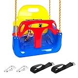 KINSPORY Kinderschaukel Babyschaukel 3 in 1 Babysitz verstellbar Mitwachsend Schaukelsitz Gartenschaukel für Kinder Indoor Outdoor (Dunkelblau)