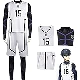 Xinchangda Anime Blue Lock Cosplay Kostüm, Sportbekleidung Trikots Fußball Trainingsuniform Komplettes Set Ärmelloses Trikot und Shorts für Jungen/Männer