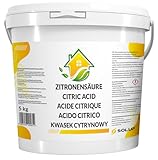 SOLUP Zitronensäure Pulver 5kg I Lebensmittelqualität I Reine Citronensäure Pulver rein I Natürlicher Entkalker Pulver für Kaffeemaschine Wasserkocher Waschmaschine & Haushalt