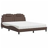 Eleganz Bett Viana mit Matratze 160x200 cm - Kunstleder Braun, modernes Schlafzimmer-Essential, langlebig & pflegeleicht für erholsamen Schlaf