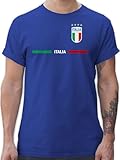 T-Shirt Herren - Fußball EM WM - Italien Trikot Wappen | Italia mit Stolz | Italienisches Fan-Motiv - S - Royalblau - Italien. fussballtrikot Fussball Shirt männer Europameisterschaft Italy Tshirt