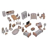 Hogvinnatil Miniatur-Möbelset für Kleinkinder, Puppenhaus-Möbelset aus Holz | Puppenhaus-, Spielmöbel - Interaktives Spiel für Kleinkinderspielzeug, Rollenspiel-Puppenhausmöbel, Spielhauszubehör