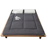 Japanische Bodenmatratze, Futon, aufrollbar, tragbar, faltbar, extra dick, faltbar, atmungsaktiv, Bodenliege, Gästebett, Camping, Couch (schwarz, 180 x 200 cm)