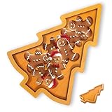 HEALEEP Weihnachtsteller Holz Weihnachtsbaum Servierteller Snackplatte Holzschale Mehrfachfach für Partys Familienfeiern Restaurant Dekoration