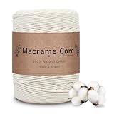 VORHOT Makramee Garn 3mm x 300m Beige, Makramee Baumwollgarn 3mm, Baumwollkordel Natur, Baumwoll Bastelschnur für DIY Handwerk Basteln Stricken Boho Deko Wandbehang Dekoration Wohnzimmer Balkon