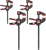 BESSEY Einhandzwingen-SET EZM-EZL-SET, 2x EZM15-6 und 2x EZL30-8, Einhandbedienung ohne Kraftaufwand, Ergonomisch geformter Griff, Gewicht 2 Kg