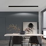 TZSMUM Modern LED Deckenleuchte 2700K-6500K Dimmbar Deckenlampe mit Fernbedienung Deckenbeleuchtung Aluminium Minimalistisch Langes Rechteck für Küche Schlafzimmer Flur (100cm,Schwarz)