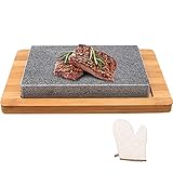 Granitplatte Grillpfanne mit isolierter Edelstahlplatte, hohe Temperaturbeständigkeit 400°C für gegrilltes Steak und Barbecue