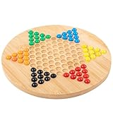 Halma Game Board Set – Chinesisches Spiel, klassisches Familienspiel | Glasmurmeln aus Holz, Lernen für Erwachsene, Strategiespiele, Gesellschaftsspiele, Unterhaltung