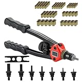 ZYWUOY Handnietmuttern-Werkzeug, Nietmuttern-Zangen-Set, Blindnietzange, 7P-Dorn, M3-M12, Hand-Blindnietzange mit 140 Muttern-Sets