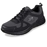 Skechers Herren Track Bucolo Sneakers, Black Leather Mesh Trim, 45 EU