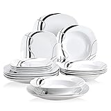 VEWEET Geschirrset 6 Personen, FIONA 18-teilig Porzellan Geschirr Set, Tafelservice Kombiservice mit je 6 Speiseteller, Dessertteller und Suppenteller, Teller Set 6 Personen