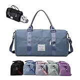 Cartlant Sporttasche Herren Damen, Gym Bag Trainingstasche mit Schuhfach, Nassfach and Wasserdichter Futterung, Handgepäck Reisetasche Saunatasche Duffel Bag für Fitnessstudio Travel (Blau)