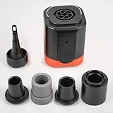 Tragbare Mini-Luftpumpe, elektrisch, mit LED-Licht, wiederaufladbar, schnelles Aufpumpen, Vakuum für Outdoor, Camping, Reisen, Strand (Schwarz / Orange)