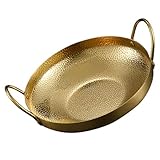 PRETYZOOM Edelstahl Wokpfanne Goldfarbend Robuster Kochtopf mit Doppelgriffen Gleichmäßige Hitzeverteilung Vielseitig für Hot Pot Gemüsepfanne Induktions Gasherde Geeignet