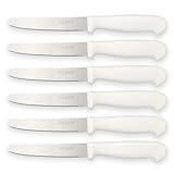 Schramm® 6 Stück Frühstücksmesser wählbar in schwarz, weiß oder bunt Brötchenmesser Brotzeitmesser mit Wellenschliff Tafelmesser Edelstahl ca. 22 cm lang, Farbe:weiss
