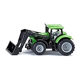 siku 1394, Deutz-Fahr mit Frontlader, Metall/Kunststoff, Grün, Beweglicher Frontlader, Kabine zum Abnehmen, Anhängerkupplung
