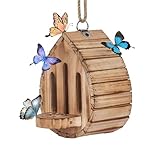 JIEBWCHA Schmetterlingshaus und Futterstation, 13 x 19 cm, Holz, Garten, Schmetterlinge, natürlicher Lebensraum, Nistkasten, dekoratives Hängehaus, Bienenhaus, für Garten, Terrasse, Balkon