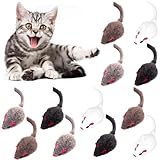 Sunshine smile 12 Stück Spielzeugmaus,katzenspielzeug Maus,Spielmaus mit Plüschschwanz,Spielzeugmaus Katzen Fellmäuse Set, für alle Katenrassen (12 Stück Mix)