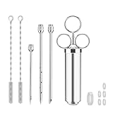Venprodium Fleischspritze 60ml, Edelstahl Marinadenspritze, Marinierspritze mit 3 Nadeln und 2 Reinigungsbürste, Fleischinjektor, für Marinieren von Rind, Schweinefleisch, Huhn und Gebäck