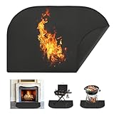 Feuerfeste Kaminmatte, Feuerfeste Unterlage Feuerschale Funkenschutzplatte für Kaminofen, Feuerfeste Bodenschutzmatte für Kamine Bodenblech Zum Schutz des Bodens vor Funken, Schwarz (50 * 80cm)