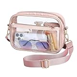 LOCCY Transparente Tasche Damen, Durchsichtig Umhängetasche Schultertasche Wasserdichte Crossbody Bags Kleine Taschen mit Verstellbarem Schultergurt für Konzerte Sportveranstaltungen Reisen (Rosa)