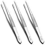 Beaditive 14 cm Nähmaschinen-Pinzetten-Set (3-teilig) gezahnte gerade Spitzen | Professionelle Qualität, hohe Präzision | Rostfreier Stahl