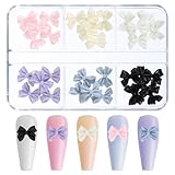 DIVINA VITAE Nagel-Art-Zubehör: 30 Stück Bunte 3D Schleifen Nail Charms Steine Acryl Flache Rückseite Nagel Charms Schleifen Nailart Zubehör