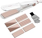 CkeyiN Kreppeisen für Haare,3 in 1 Haarglätter Glätteisen Keramik,Multistyler Glätteisen Set Welleneisen Temperaturregelung Glattes und Hair Crimper weiß