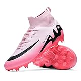Meidiastra Fussballschuhe Herren Professionelle Fussballschuhe Unisex Outdoor Kinder High Top Spikes Kicking Training Turnschuhe AG Turf Trainingsschuhe Rosa EU39