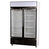 ROMUX® Glastürkühlschrank 700 Liter 2 Tür Belüftet mit Umluftsystem | Professioneller Getränkekühlschrank mit Glastür & LED | Flaschenkühlschrank