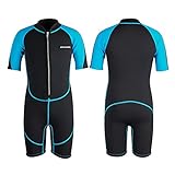 Seaskin Kinder-Neoprenanzug für Jungen und Mädchen, Kleinkinder, 2 mm Front-Reißverschluss, kurzer Neoprenanzug, 3 mm Reißverschluss hinten, Thermo-Badeanzüge zum Tauchen, Surfen, Schwimmunterricht