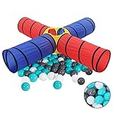 Spieltunnel mit 250 Bällen, ShGaxin Krabbeltunnel, Tunnel, Bällebad, Tunnel, Parcours, Indoor Spielgeräte, Mehrfarbig
