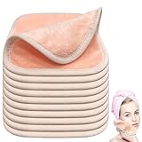 10 Stück Mikrofaser Abschminktücher, Abschminktücher Waschbar, Quadrat Waschlappen, Wiederverwendbar Mikrofaser Gesichtsreinigungstuch, Gesichtsreinigungstuch für Daily Travel Erase (Rosa)