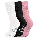 3 Paare Pilates Yoga Scrunch Damen Slouch Socken Damen Anti RutschGrip Kniestrümpfe Lange Socken Stiefelsocken für Pilates Barre Ballett Tanz Fitness Trampolin