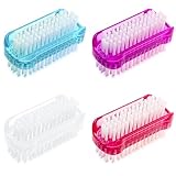 zoerbufan 4 Stück Handbürste Nagelbürste mit Harten Borsten, Doppelseitige Finger Bürste, Handwaschbürste für Reinigung von Hand Nagel Bad Waschbecken(4 Color)
