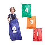 Relaxdays 10022477 Hüpfsäcke für Kinder, 4 Stück, Säcke Sackhüpfen, Partyset für Kindergeburtstag, ab 3 Jahren, versch. Farben, 0.1 x 73 x 53 cm