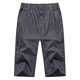IQYU Wanderhose Schlank Plus Größe lässige alle Matchshorts modische gewebte Ladehose Cargo Arbeitshose (Dark Gray, XXL)