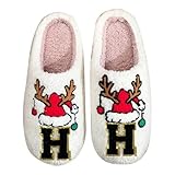 Generisch Hausschuhe Herren Damen Memory-Schaum aus Warme Bequeme Plüsch Futter Clog Pantoffeln Handgemachte Slip-On Kuschelschuhe Herbst Winter Hausschlappen Drinnen Draussen