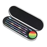 MmotZsb 5 Stück Modellierwerkzeug Set, Professionelles Edelstahl Töpferwerkzeug, Clay Tools Mit Eisenbox Und 3ml Silikonbehälter, Ideal Für Ton, Wachs Und Keramik，(Farbenfroh)