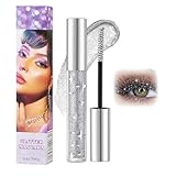 Glitter Mascara, Silber Glitzer Wimperntusche, Schimmer Glitter Mascara, Diamond Wimperntusche zur Verlängerung & Volumen, Wasserfeste, Funkelnde Augen Make-up, für Party, Hochzeit (#01 Silber, 1)
